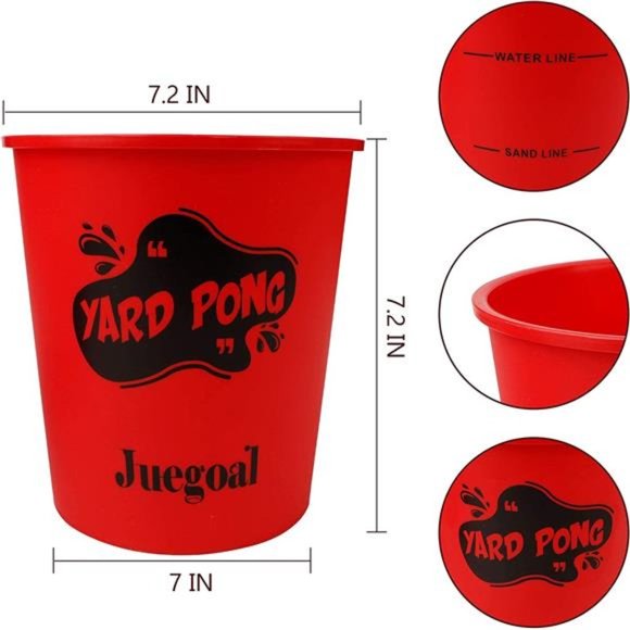 Yard Pong, Outdoor Giant Yard Games Pong Game Set with Durable Buckets and Balls - Picture 2 of 6